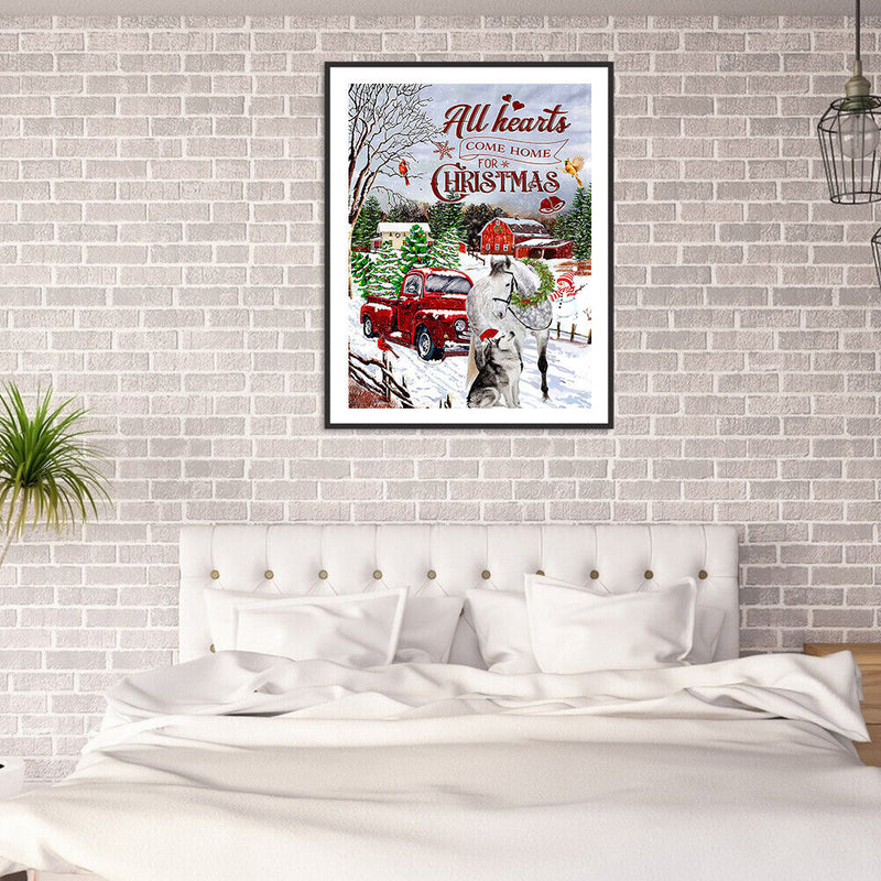 Car with Christmas Tree Oil Paint By Numbers for Adults Children Hand Painted
