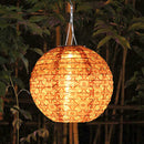 10 inch LED Round Solar Lantern Waterproof Hanging Decor (Red Flower B) Newly