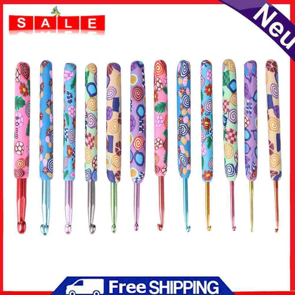 12pcs Soft Pottery Hooks Knitting Needles Set for Weave Sewing Needles