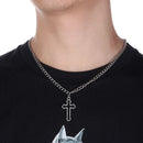 Jewelry PadLock Pendant Necklace Long Chain Hollow Cross Pendant Punk Choker