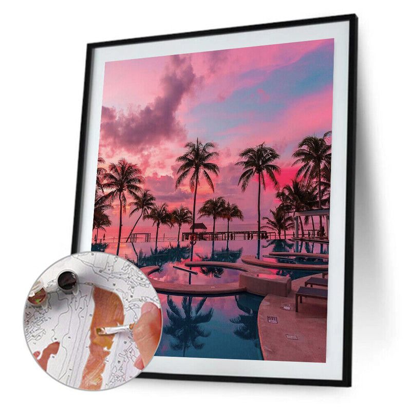 Hand Painted Digital Picture DIY Novelty Landscape Paint By Numbers Kit Craft