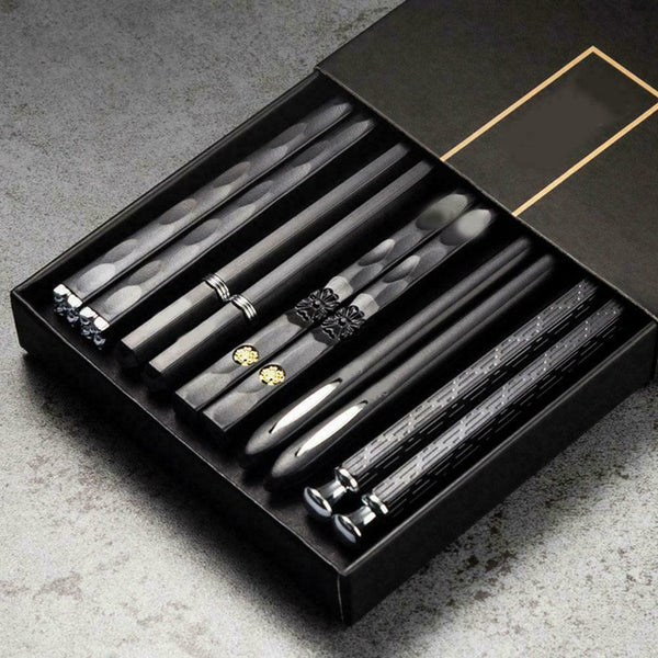 5 Pairs Alloy Steel Chopsticks Chinese Metal Sticks Chopstick Circular E1Y7