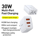Baseus CCXJ-D02 30W 3 Ports USB Type C Mobile Phone Fast Charger (White)