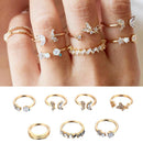 7pcs/set Rhinestone Butterfly Flower Ring Women Open Knuckle Rings Jewelry