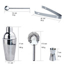 5Pcs Stainless Steel Cocktail Shaker Mixer Drink Bartender Kit Bars Set Too