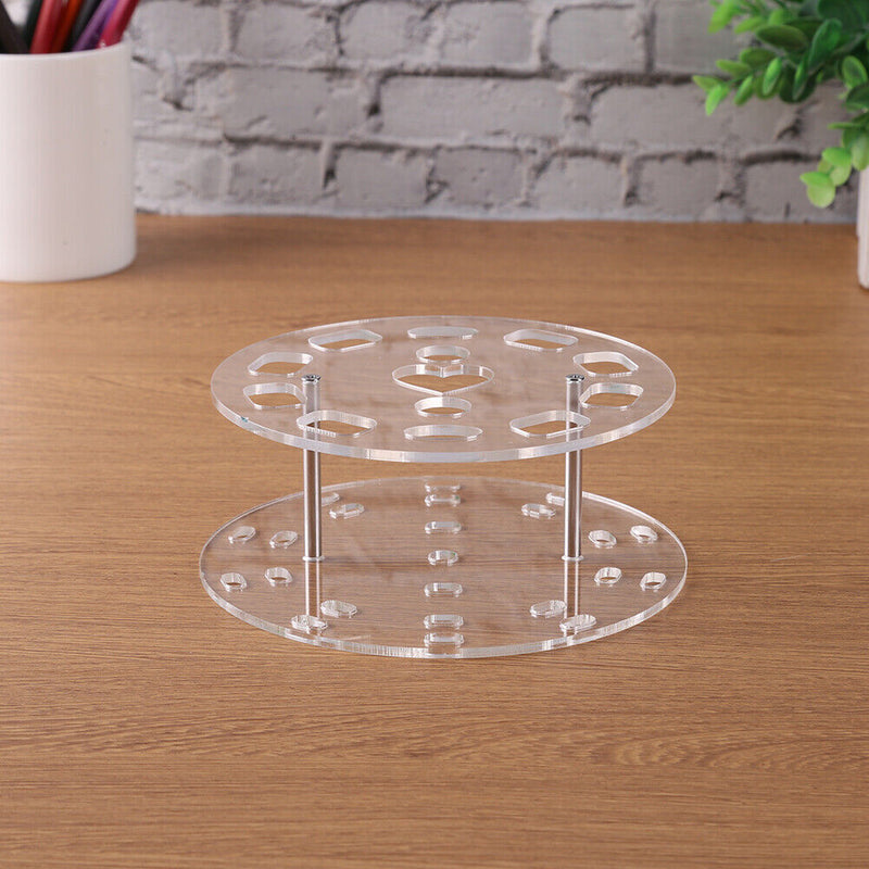 Acrylic Nail Brush Holder Round Pen Stand Rack Makeup Tool Shelf (White) Newly