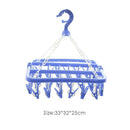 32 Clips Folding Socks Cloth Hanger Clothespin Clothes Drying Rack (Blue)