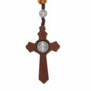 Catholic Wood Beads Necklace Cross Pendant Rosary Necklace Cross Necklace