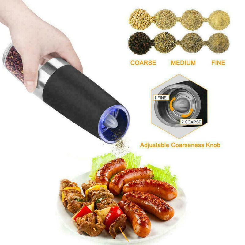 Electric-Auto Salt Pepper Mill Set Grinder Shaker Steel Y0H1 Kitchen Tool R2Y0