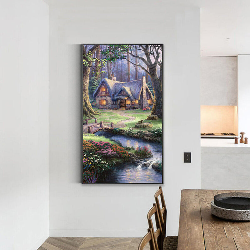 DIY Full Round Drill Drawing Diamond Painting Kit 5D Forest Hut Art Ornaments