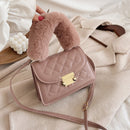 Elegant Women Messenger Bag Plush Handle Female PU Travel Shoulder Bag Clutches