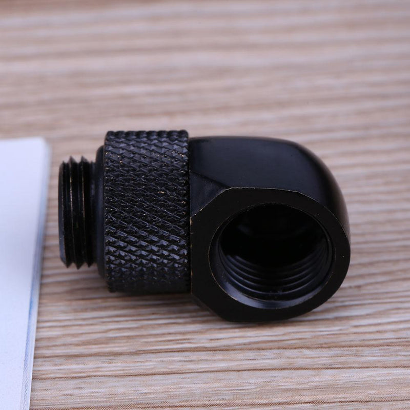 G1/4 Inner Outer Dual Thread 90 Degree Rotary Water Tube Connector(Black) Newly