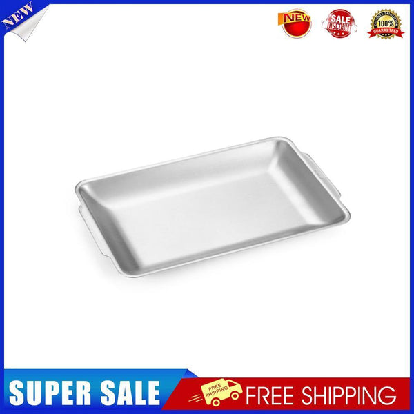Stainless Steel Rectangular Plate Barbecue Dish Pan Tray Food Container (M)