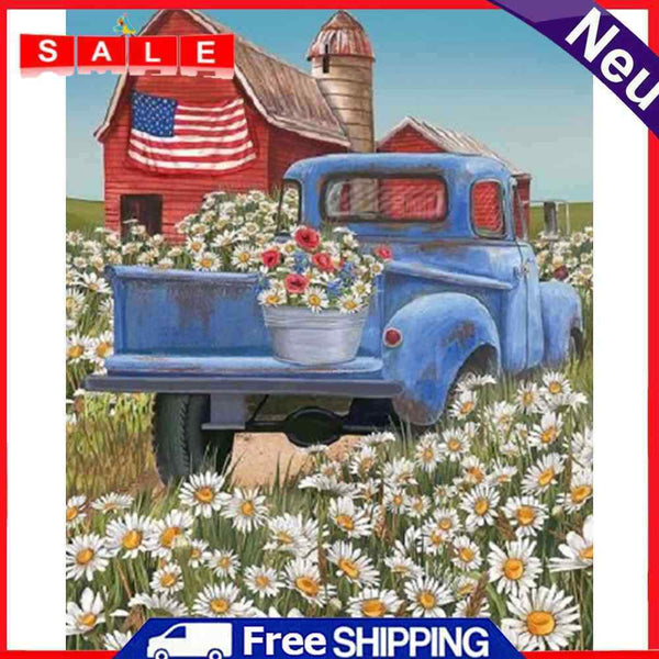 Car in Flower Oil Paint By Numbers Kits Canvas Picture DIY Wall Art Craft Color