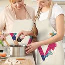 Flower V Printed Linen Apron Waterproof Kitchen Cooking Bibs (82X68CM)