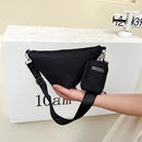 Triangle Shoulder Bags Nylon Crossbody Handbags with Small Clutch Purse Pendant