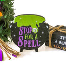 Witches Cauldron Sign Tiered Tray Decor Bead Garland Faux Book Stack
