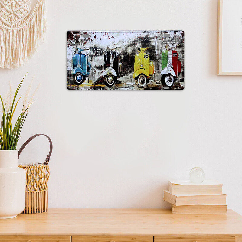 Home Weatherproof Retro Chic Motorcycle Sign Iron Painting Wall Drawing Template