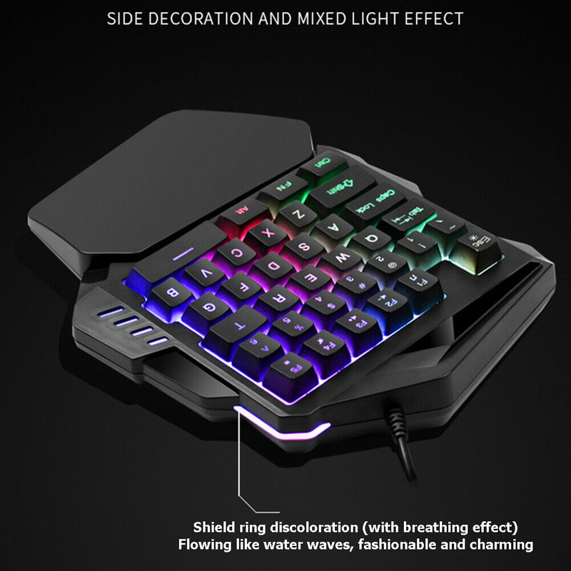 G94 One Handed Gaming Keyboard 35 Keys Wired Membrane Gaming Keypad for PC