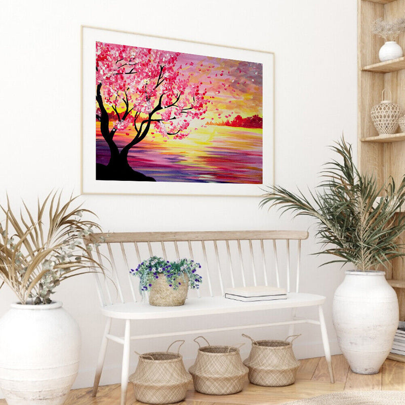 50x40cm Oil Paint By Numbers Sunset Sea Frameless Picture Craft Home Decor Kit
