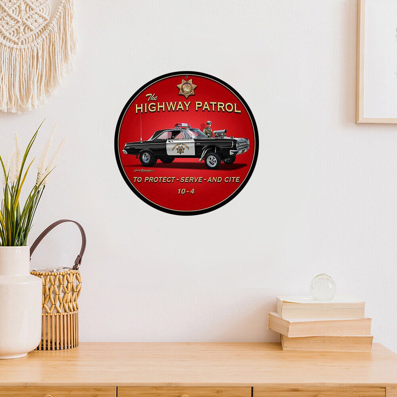 Highway Patrol Plate Round Metal Tin Sign Plate for Bar Pub Club Iron Painting