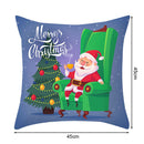 Linen Throw Pillow Covers Santa Claus Print Pillowcases Sofa Square Cushion Case
