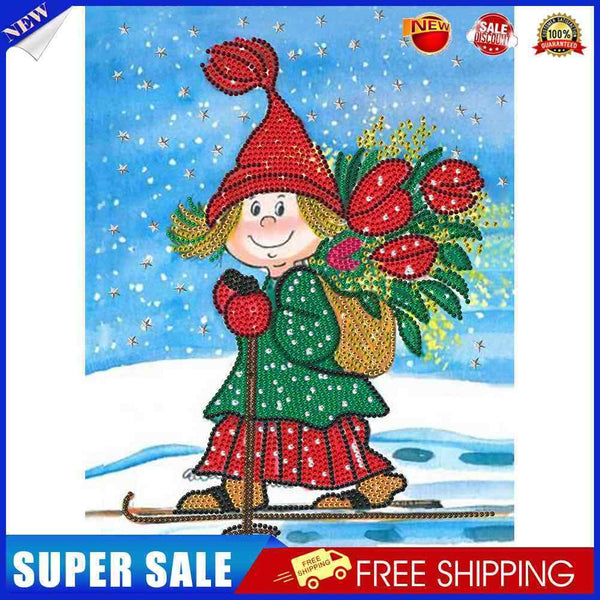 Girl Skiing 5D Part Drill Special Shaped Kit DIY Diamond Painting Home Ornaments