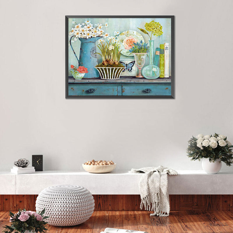 DIY Oil Drawing By Numbers Deer Frameless 50x40cm Flower on Canvas Decor