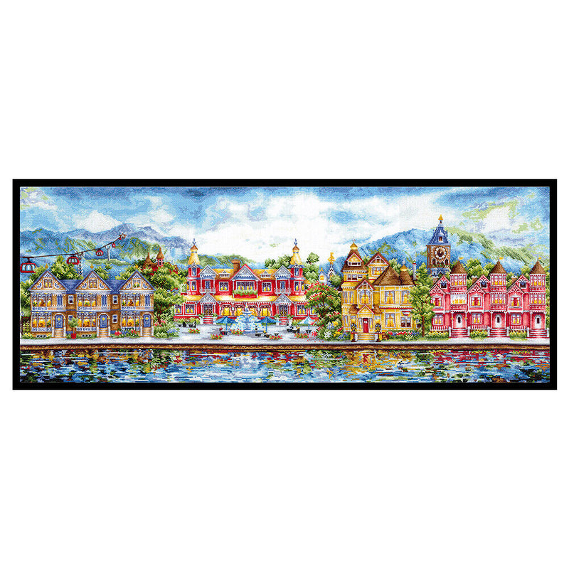 14CT Counted Full Cross Stitch DIY Victoria Dock Hand Paint Room Decor 70x28cm