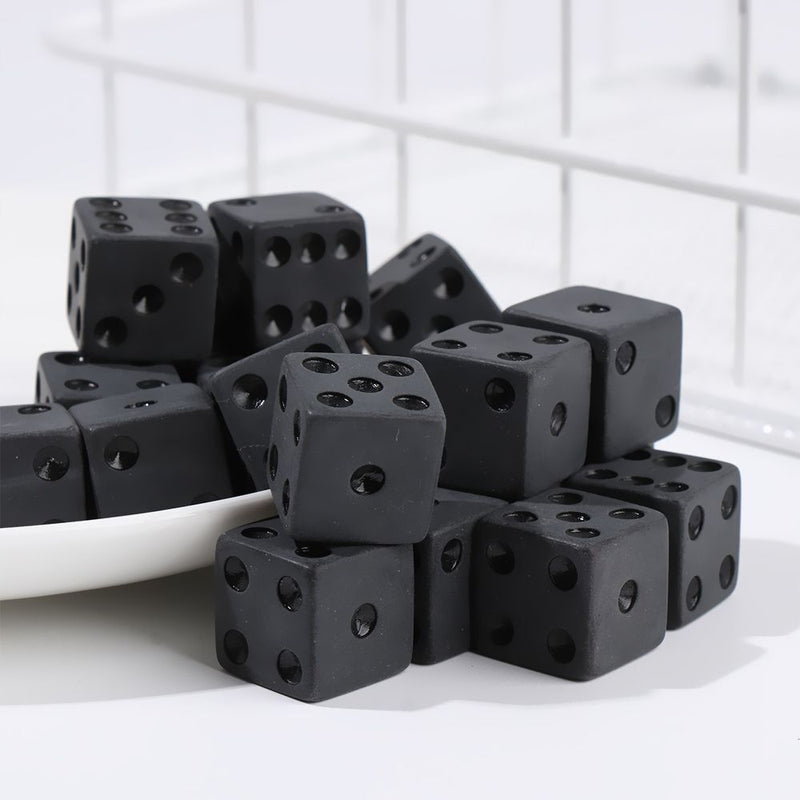 Dice Standard Six Sided Dices Set Non-printed Points Black Dice Game Accessory