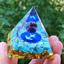 Orgonite Pyramid Amethyst Peridot Healing Crystal Energy Orgone Crafts (E)