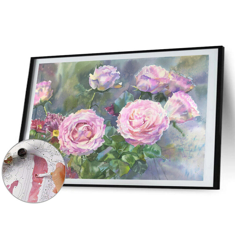 Flower Oil Paint By Numbers Kit DIY Acrylic Painting for Adults Home Decorati