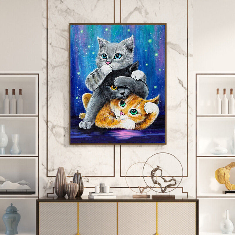 Stacking Cats Oil Paint By Numbers DIY Drawing Picture Kit for Adults Home Decor