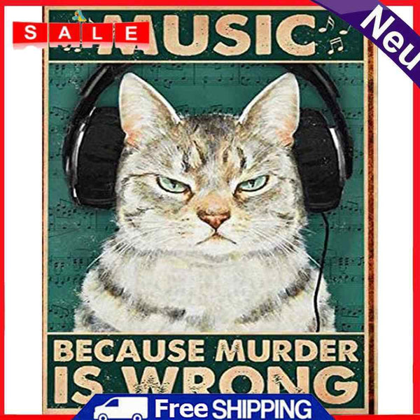 Frameless Oil Paint By Numbers DIY Retro Cat Poster Picture Craft Kit for Home