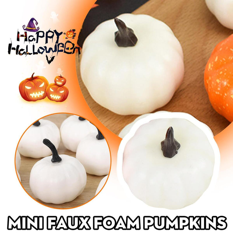 12PCS Mini Artificial Foam Pumpkin Simulation Props Halloween Party Decor White/
