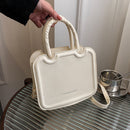 Women Mini Square Bag Solid Color Top-handle Handbags PU Leather Shoulder Tote