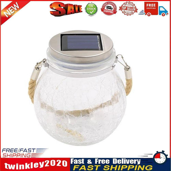LED Solar Lamp Cracked Glass Ball Hanging Light Garden Decor (White 30LED) Newly