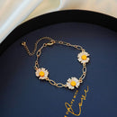 Flower Jewelry Small Daisy Bracelet Hand Chain Cuff Bangles Flowers Bracelet