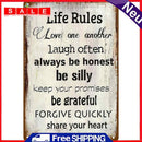 Life Rules Retro Metal Plate Tin Sign Plate Wall Art Decoration Accessories