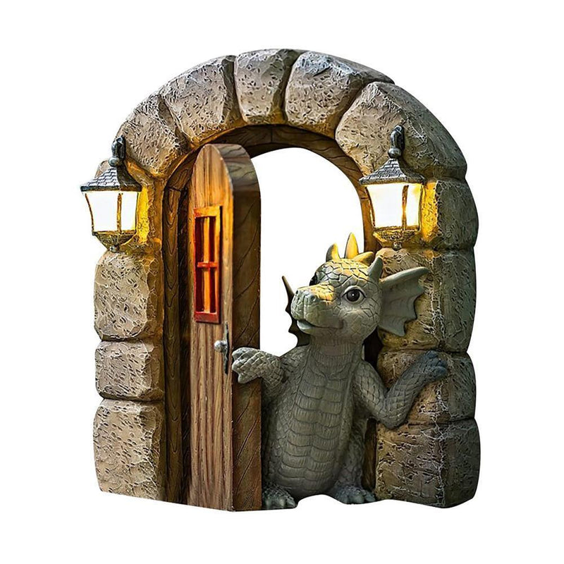 Dinosaur Climbing Windows (A)*1  Dragon Opening Door Statue (B)*1