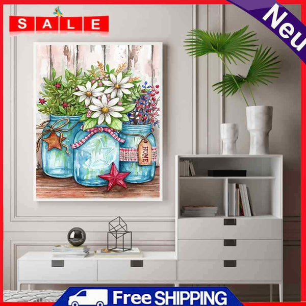 Glass Bottle Flower Oil Paint By Numbers DIY Acrylic Painting on Canvas Arts Kit