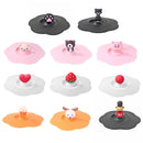 5pcs Silicone Cup Cover Heat-resistant Leak Proof Cartoon Lid(Strawberry)