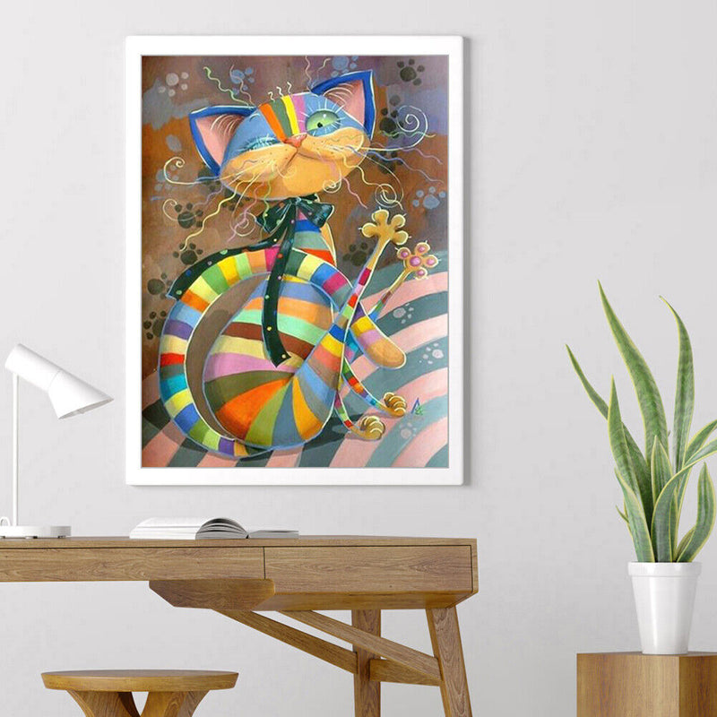 Colorful Cat No Frame Pictures By Number DIY Digital Coding Oil Painting