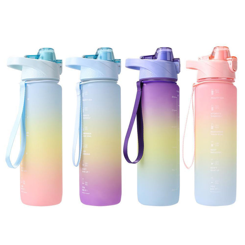 Outdoor Water Bottle with Straw BPA Free Gradient Drinking Cup (Purple)