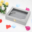 Velvet Glass Jewelry Ring Display Box Tray Holder Storage Box Organizer