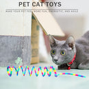 #A Cat Toys Plush Spring Rainbow Wand Retractable Funny Pet Interactive Teaser