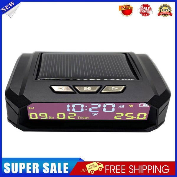 AN02 TPMS Look Solar Car Digital Clock with Date In-Car Temperature Display