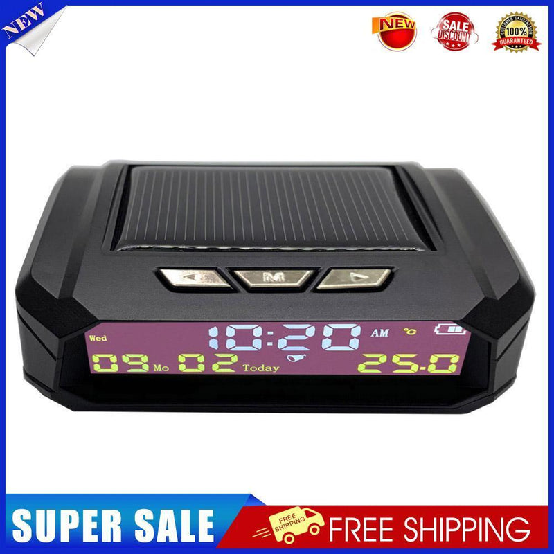 AN02 TPMS Look Solar Car Digital Clock with Date In-Car Temperature Display