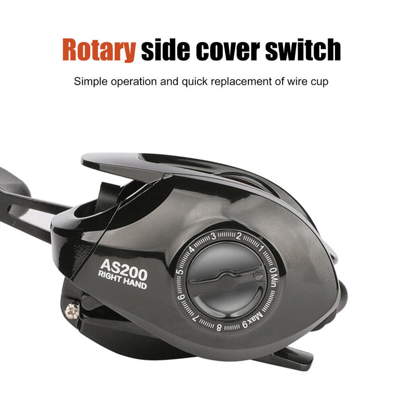 Low Profile Baitcasting Fishing Reel 18+1 BBs Metal Line Cup Wheel (Right) Newly