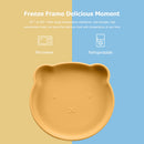 Children Dishes Baby Silicone Sucker Feeding Bowl Kid Dining Plate (Yellow)
